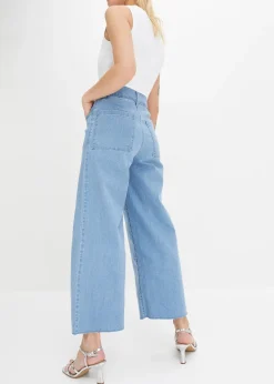 Jean large, taille haute, raccourci