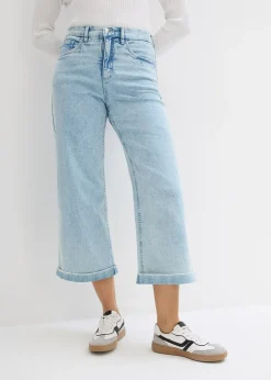 Jean large, taille haute, raccourci