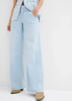 Jean large taille haute, toile ultra-douce