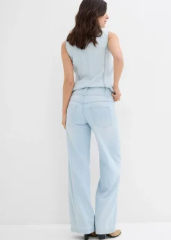 Jean large taille haute, toile ultra-douce