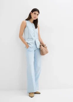 Jean large taille haute, toile ultra-douce
