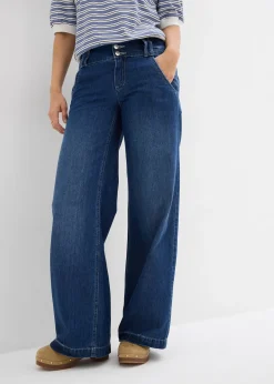 Jean large taille haute, toile ultra-douce