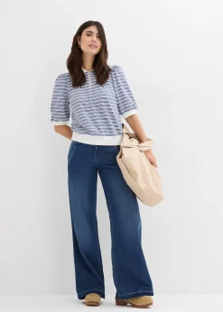 Jean large taille haute, toile ultra-douce