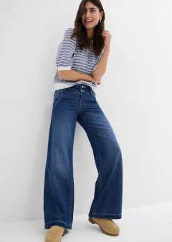 Jean large taille haute, toile ultra-douce