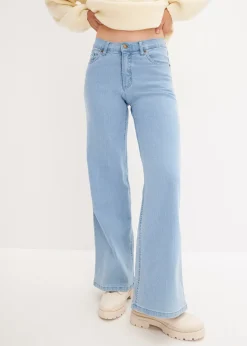 Jean large taille mi-haute, extensible