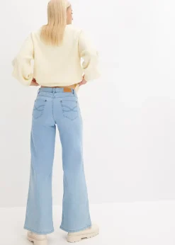 Jean large taille mi-haute, extensible