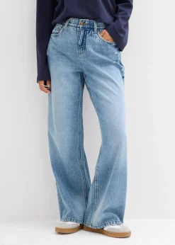 Jean large, taille mi-haute, en denim peu extensible