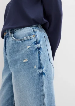 Jean large, taille mi-haute, en denim peu extensible