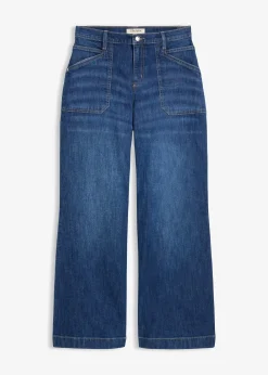 Jean large taille mi-haute avec poches plaquées