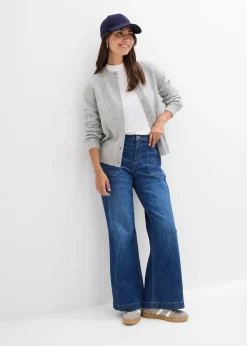 Jean large taille mi-haute avec poches plaquées