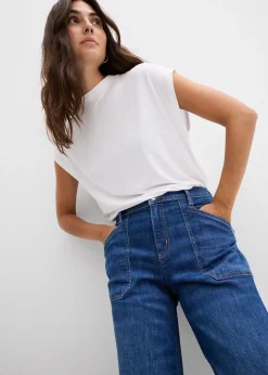 Jean large taille mi-haute avec poches plaquées
