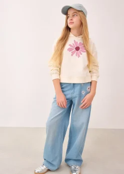 Jean large taille mi-haute