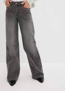 Jean large taille mi-haute, extensible