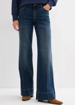 Jean large taille mi-haute, long