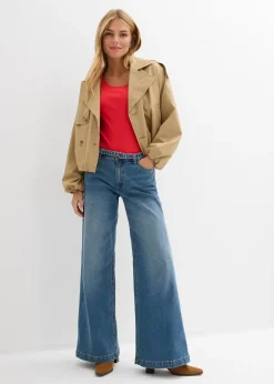 Jean large taille mi-haute, long