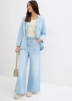Jean large, taille mi-haute et élastiquée