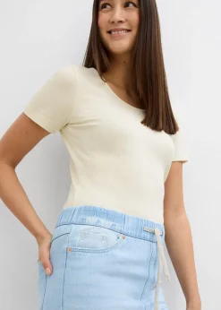 Jean large, taille mi-haute et élastiquée