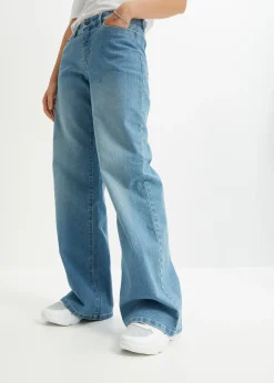 Jean large taille mi-haute, extensible