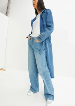 Jean large taille mi-haute, extensible
