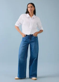 Jean large taille mi-haute