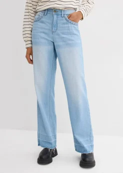 Jean large taille mi-haute, 100% coton