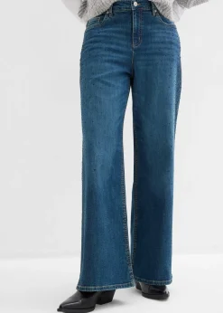 Jean large, taille mi-haute, avec strass