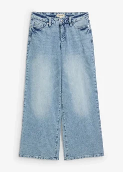 Jean large, taille mi-haute, peu extensible, longueur sol