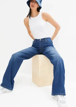 Jean large taille mi-haute, extensible