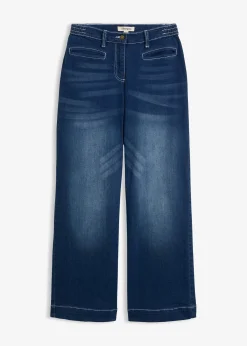 Jean large taille mi-haute élastiquée