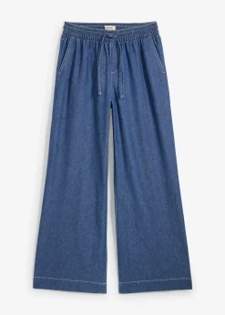 Jean large, taille mi-haute et élastiquée