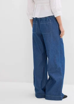 Jean large, taille mi-haute et élastiquée