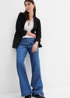 Jean large, taille mi-haute et élastiquée