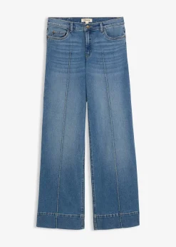 Jean large taille mi-haute, long