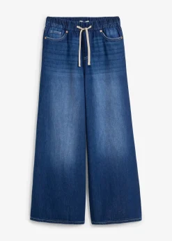 Jean large, taille mi-haute et élastiquée