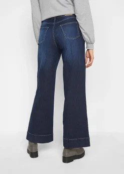 Jean large taille mi-haute, extensible