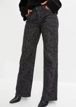 Jean large taille mi-haute à motif brillant