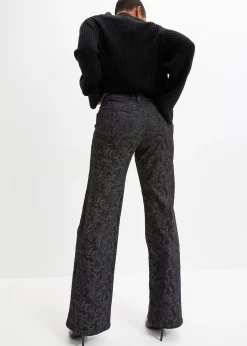 Jean large taille mi-haute à motif brillant