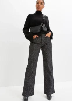 Jean large taille mi-haute à motif brillant
