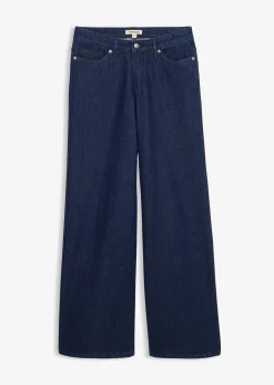 Jean large, taille mi-haute, peu extensible, longueur sol
