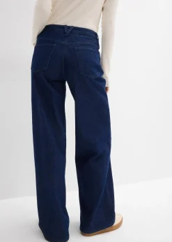 Jean large, taille mi-haute, peu extensible, longueur sol