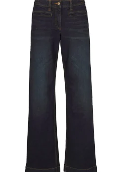 Jean large taille mi-haute élastiquée
