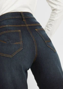 Jean large taille mi-haute élastiquée