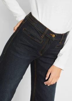 Jean large taille mi-haute élastiquée