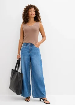 Jean large taille mi-haute