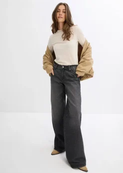 Jean large, taille mi-haute, peu extensible, longueur sol