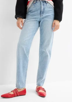 Jean mom cropped taille haute, peu extensible