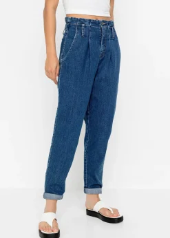 Jean mom extensible, taille haute