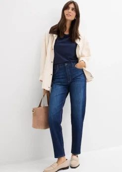 Jean mom taille haute, cropped