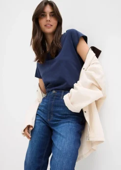 Jean mom taille haute, cropped