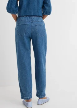Jean mom, taille haute élastiquée